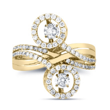 Jóias de moda 925 Silver Double Dancing Diamond Ring Jewelry